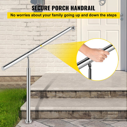 VEVOR Step Handrail Stainless Steel Stair Railing for In-and Outdoor Use Metal Hand