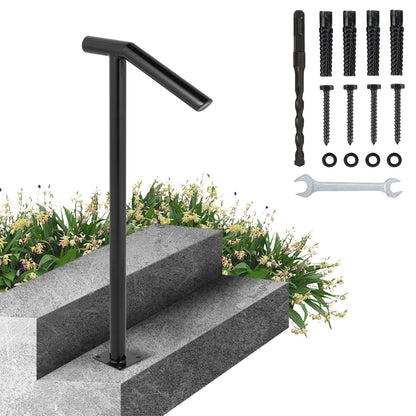 VEVOR Single Post 1-2, Black Steel Railing 441LBS Capacity Baking Varnish Iron Stairs
