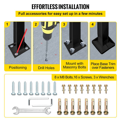 Adjustable Wrought Iron Stair Handrail for 1-3 Steps, Matte Black, 11.5 kg