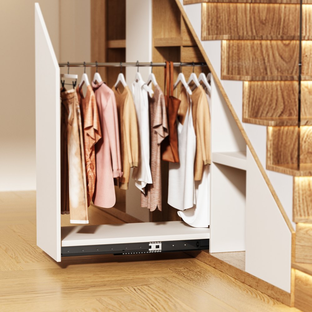 VEVOR Undermount Drawer Slides 600 mm Under Stair Cabinet Rails 117 KG Load
