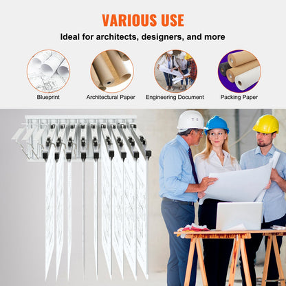 Wall-Mounted Blueprint Storage Rack with 12 Pivot Brackets, 6.95 kg Capacity