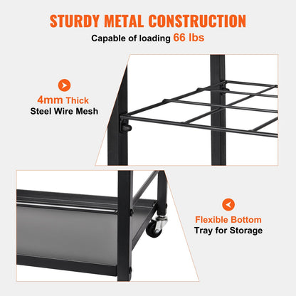 Mobile Architectural Blueprint Rack with 12 Slots and Universal Casters, Black