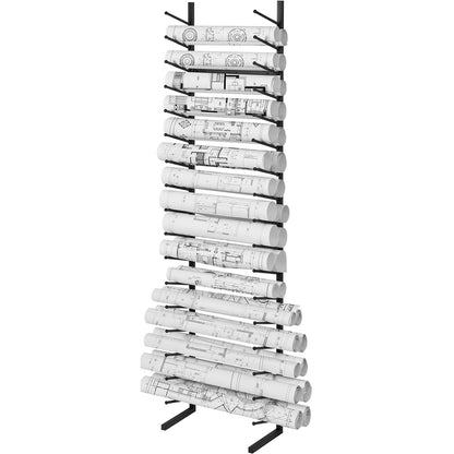 Vertical 16-Tier Metal Poster & Blueprint Storage Rack - Wall-Mounted Organizer