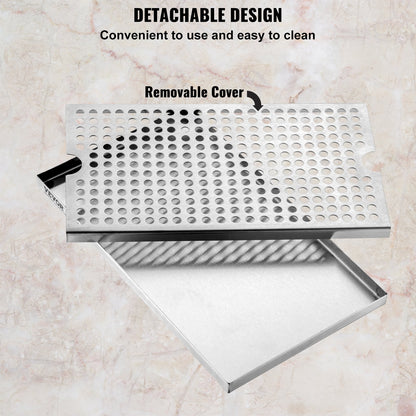 VEVOR Beer Drip Tray 304 Stainless Steel Kegerator Drip Trays with Non-Slip Pads