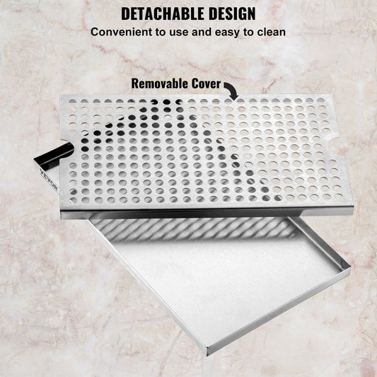 Stainless Steel Kegerator Drip Tray with Non-Slip Pads, 0.3m x 0.18m