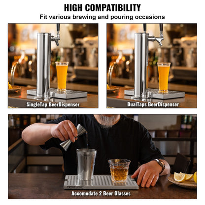 Stainless Steel Kegerator Drip Tray with Non-Slip Pads, 0.3m x 0.18m