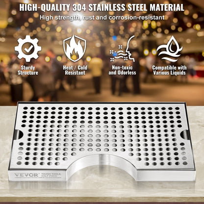 Stainless Steel Beer Drip Tray with Non-Slip Pads - Easy Clean, Quick Drainage