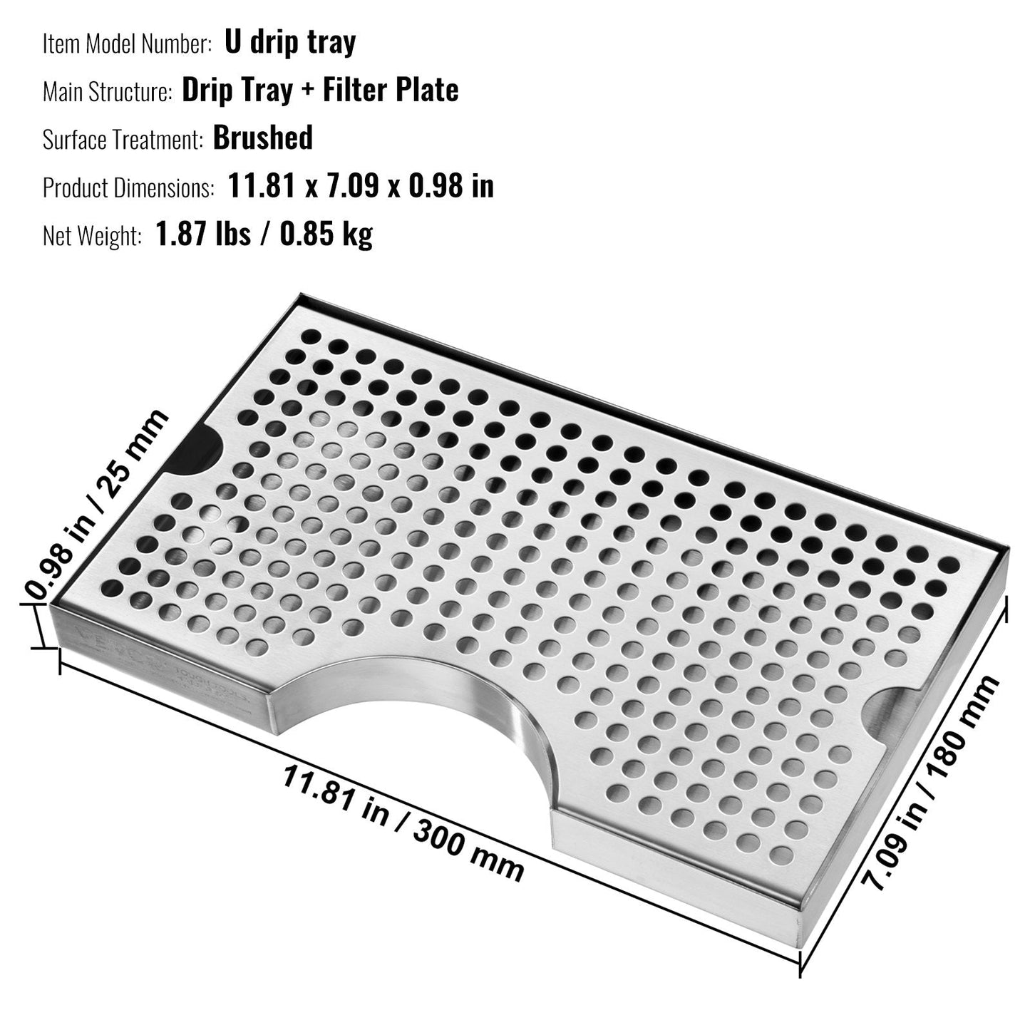 Stainless Steel Beer Drip Tray with Non-Slip Pads - Easy Clean, Quick Drainage