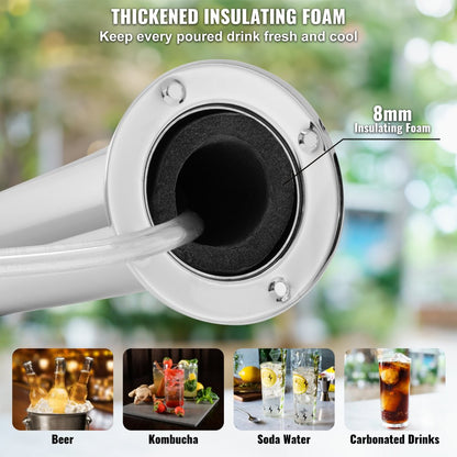 Kegerator Tower Kit, Dual Taps Beer Conversion Kit, Stainless Steel Keg Beer Tower Dispenser with Dual Gauge W21.8 Regul