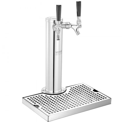 Kegerator Tower Kit, Dual Taps Beer Conversion Kit, Stainless Steel Keg Beer Tower Dispenser with Dual Gauge W21.8 Regul