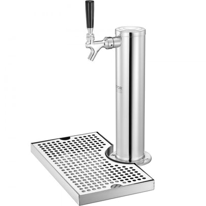 Kegerator Tower Kit, Single Tap Beer Conversion Kit, Stainless Steel Keg Beer Tower Dispenser with Dual Gauge W21.8 Regu