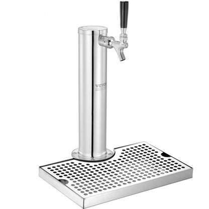 Kegerator Tower Kit, Single Tap Beer Conversion Kit, Stainless Steel Keg Beer Tower Dispenser with Dual Gauge W21.8 Regu