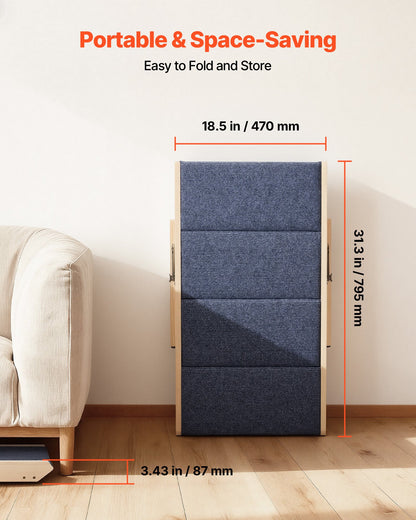 Wood Pet Stairs, 4-Step Dog Stairs for Beds, Sofa & Cars, 68 kg Load Capacity, Floded Flat Design, Stable & Sturdy Cat & Dog Step Ladder for Small Medium Large Older Pet Puppy Essentials