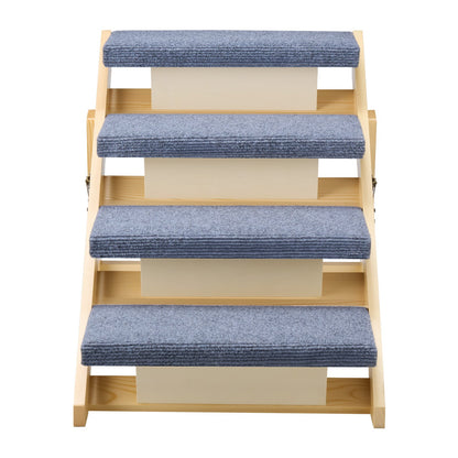 Wood Pet Stairs, 4-Step Dog Stairs for Beds, Sofa & Cars, 68 kg Load Capacity, Floded Flat Design, Stable & Sturdy Cat & Dog Step Ladder for Small Medium Large Older Pet Puppy Essentials