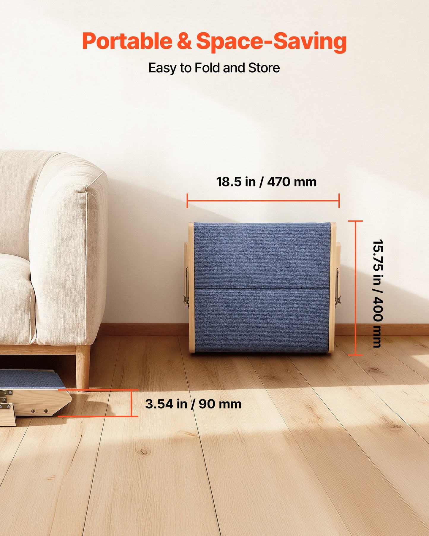 Wood Pet Stairs, 2-Step Dog Stairs for Beds, Sofa & Cars, 50 kg Load Capacity, Floded Flat Design, Stable & Sturdy Cat & Dog Step Ladder for Small Medium Large Older Pet Puppy Essentials