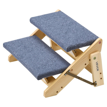 Wood Pet Stairs, 2-Step Dog Stairs for Beds, Sofa & Cars, 50 kg Load Capacity, Floded Flat Design, Stable & Sturdy Cat & Dog Step Ladder for Small Medium Large Older Pet Puppy Essentials