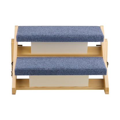 Wood Pet Stairs, 2-Step Dog Stairs for Beds, Sofa & Cars, 50 kg Load Capacity, Floded Flat Design, Stable & Sturdy Cat & Dog Step Ladder for Small Medium Large Older Pet Puppy Essentials