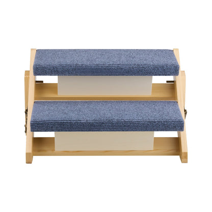 Wood Pet Stairs, 2-Step Dog Stairs for Beds, Sofa & Cars, 50 kg Load Capacity, Floded Flat Design, Stable & Sturdy Cat & Dog Step Ladder for Small Medium Large Older Pet Puppy Essentials