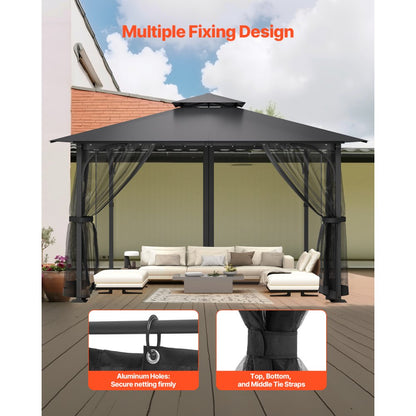 VEVOR Replacement Mesh Gazebo Netting Screen for 10x10x 6.5 ft Patio, Net Only