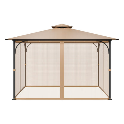 Gazebo Netting Replacement, Fit Most 10 x 12 x 7 FT Gazebo Curtain, Outdoor Garden Net, 4-Panel Sidewall Mesh Net, Patio Midge Netting with Double Zipper, Canopy Screen (Netting Only)