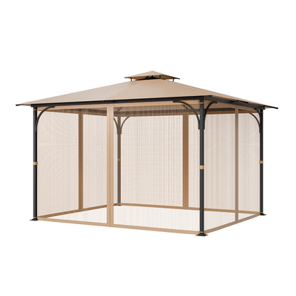 Gazebo Netting Replacement, Fit Most 10 x 12 x 7 FT Gazebo Curtain, Outdoor Garden Net, 4-Panel Sidewall Mesh Net, Patio Midge Netting with Double Zipper, Canopy Screen (Netting Only)