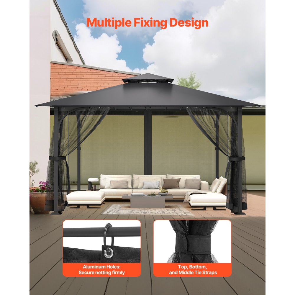 VEVOR Replacement Mesh Gazebo Netting Screen for 12x12x7.5 ft Patio, Net Only