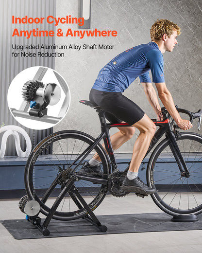 Bike Trainer, 660.4-736.6 mm & 700C Wheels, Foldable Fluid Bicycle Stationary Trainer Stand for Indoor Exercise Riding with Quick Release Skewer & Front Wheel Riser Block, Fits Road Bikes, Black
