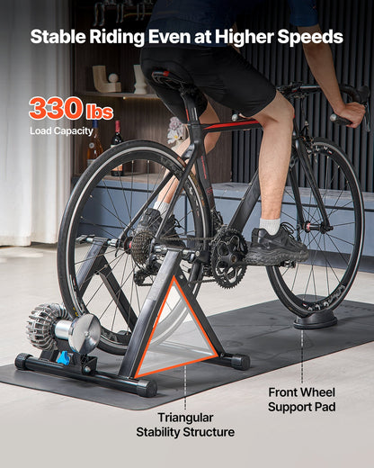 Bike Trainer, 660.4-736.6 mm & 700C Wheels, Foldable Fluid Bicycle Stationary Trainer Stand for Indoor Exercise Riding with Quick Release Skewer & Front Wheel Riser Block, Fits Road Bikes, Black