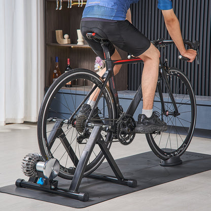 Bike Trainer, 660.4-736.6 mm & 700C Wheels, Foldable Fluid Bicycle Stationary Trainer Stand for Indoor Exercise Riding with Quick Release Skewer & Front Wheel Riser Block, Fits Road Bikes, Black
