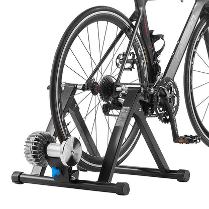 Bike Trainer, 660.4-736.6 mm & 700C Wheels, Foldable Fluid Bicycle Stationary Trainer Stand for Indoor Exercise Riding with Quick Release Skewer & Front Wheel Riser Block, Fits Road Bikes, Black