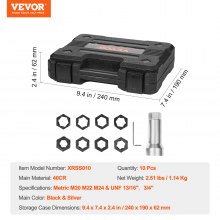 10-Piece Axle Spindle Thread Repair Kit, Metric & UNF Sizes, Black & Silver