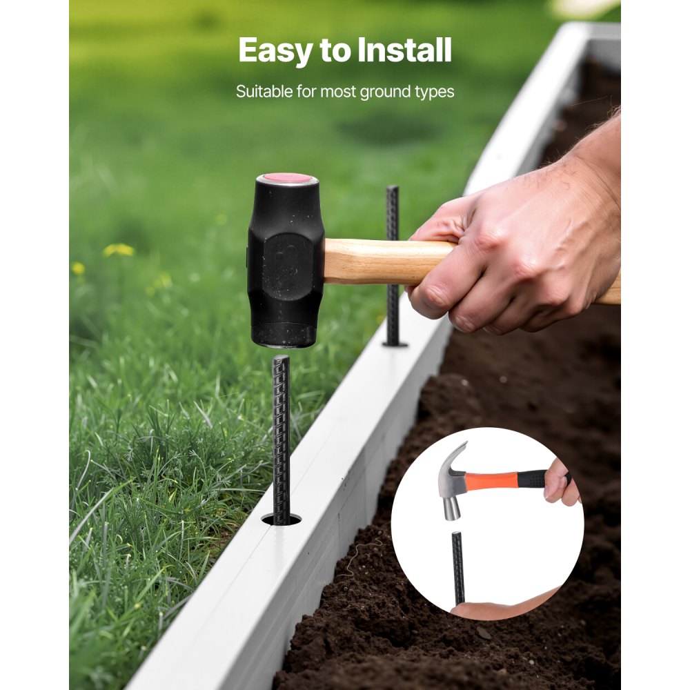 406.4 mm 16 Pack Rebar Stakes Heavy Duty Straight Galvanized Ground Anchors