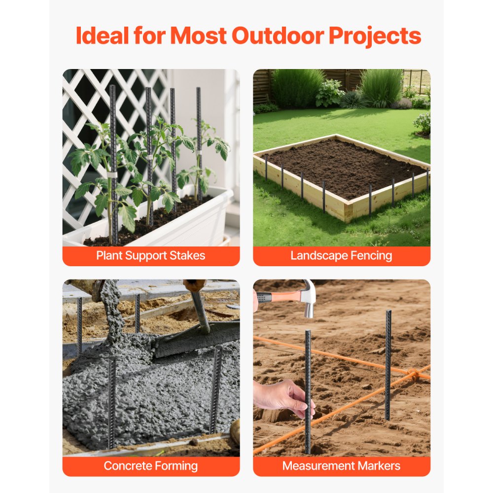 406.4 mm 16 Pack Rebar Stakes Heavy Duty Straight Galvanized Ground Anchors