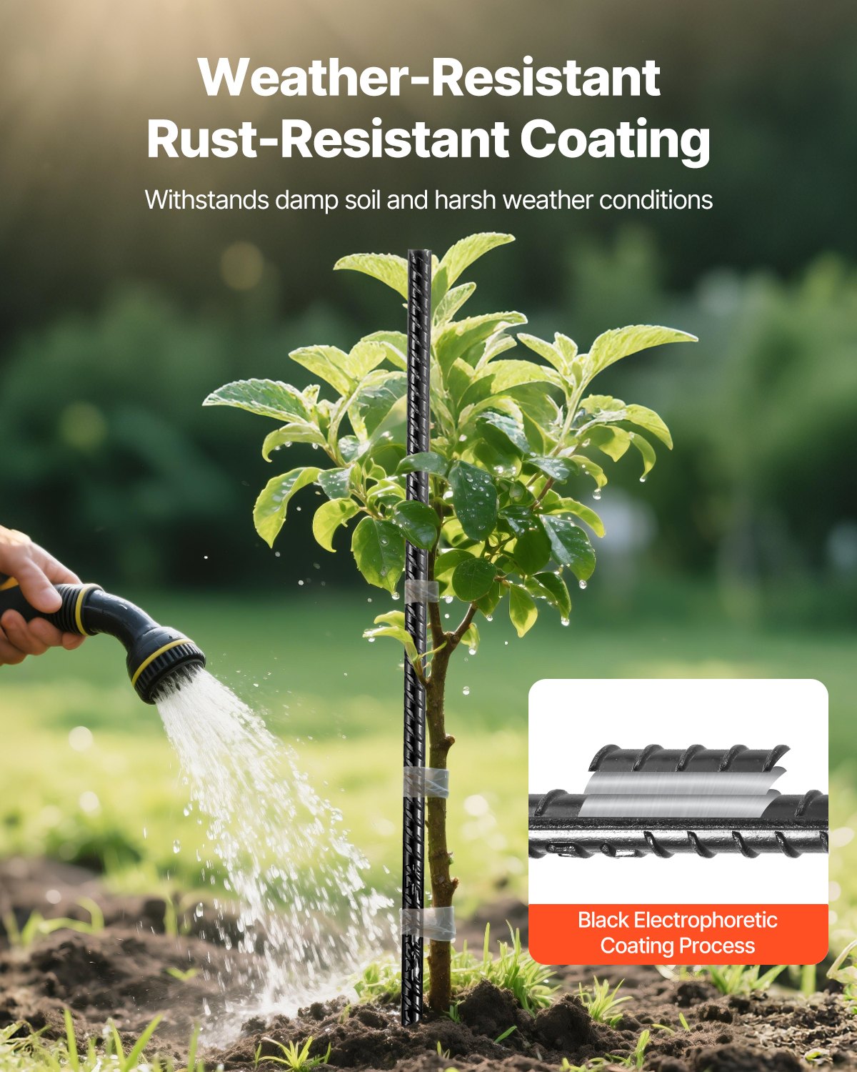 Rebar Stakes, 609.6 mm, Heavy-Duty 12 mm Diameter, Straight Galvanized Steel Ground Anchors with Chisel Point End & Rust-Resistant Coating, for Gardening Support, Fence, Camping Tents (20-Pack)