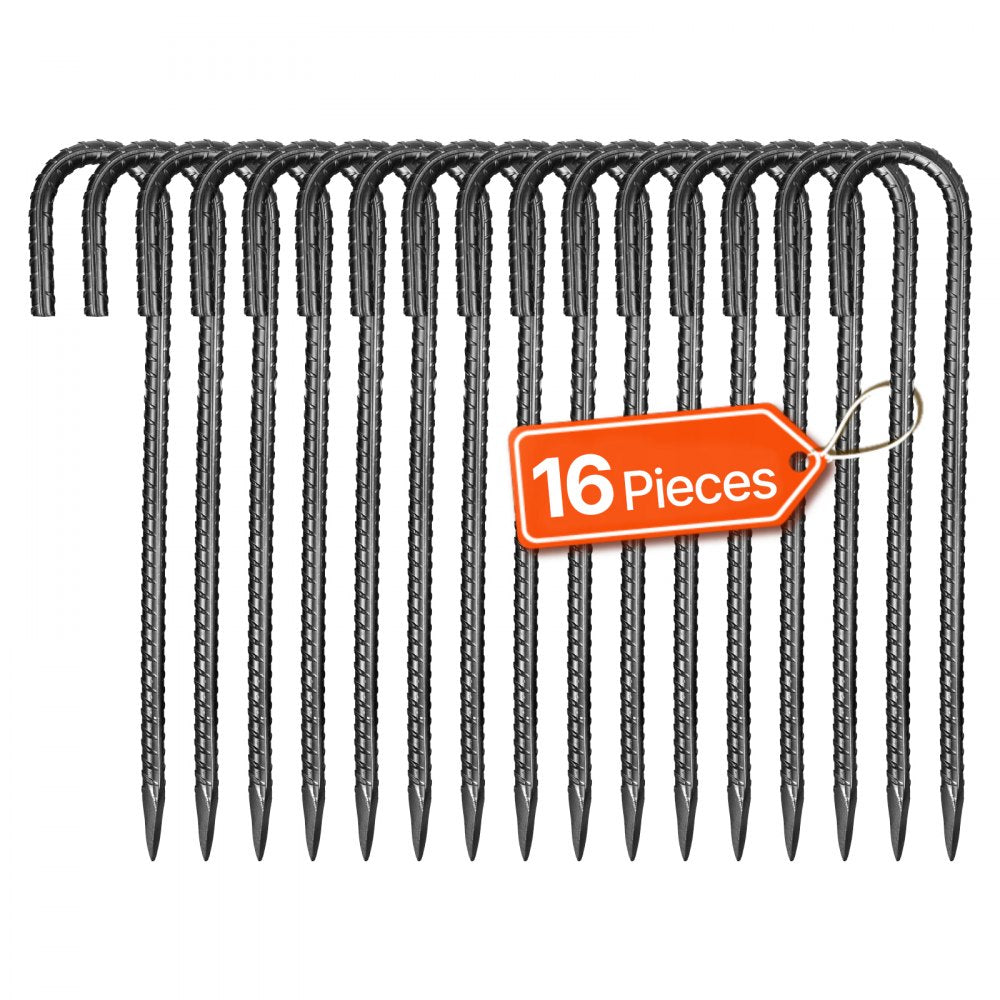 304.8 mm 16 Pack Rebar Stakes Heavy Duty J Hook Galvanized Ground Anchors