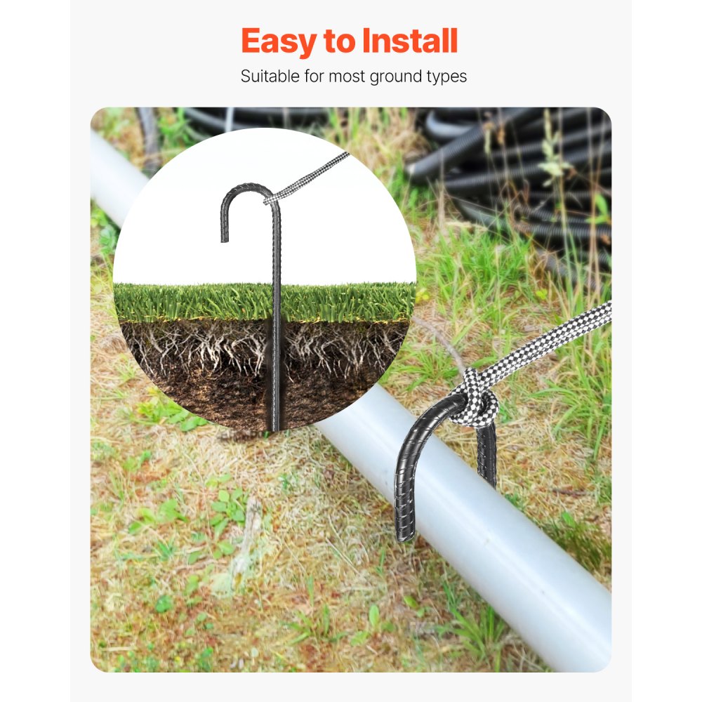 406.4 mm 16 Pack Rebar Stakes Heavy Duty J Hook Galvanized Ground Anchors