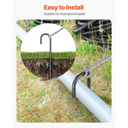 406.4 mm 16 Pack Rebar Stakes Heavy Duty J Hook Galvanized Ground Anchors