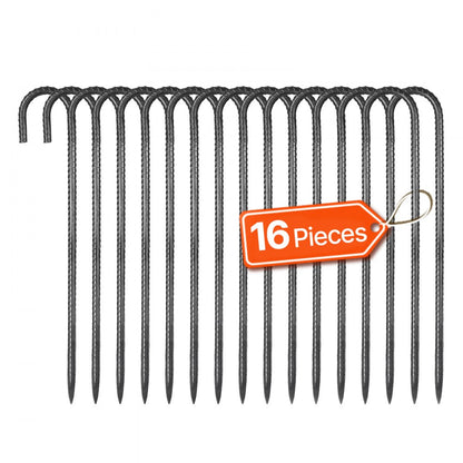 406.4 mm 16 Pack Rebar Stakes Heavy Duty J Hook Galvanized Ground Anchors
