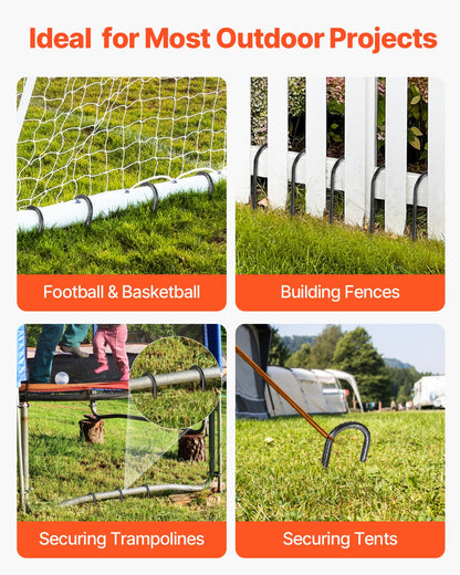 Rebar Stakes, 406.4 mm, Heavy-Duty 10 mm Diameter J Hook, Galvanized Steel Ground Anchors with Chisel Point End & Rust-Resistant Coating, for Gardening Support, Fence, Camping Tents (24-Pack)