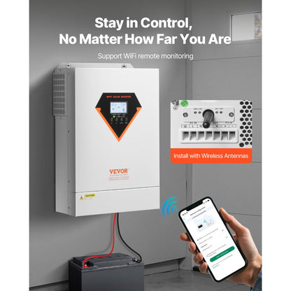 VEVOR Hybrid Solar Inverter Charger 6000W 220/230V Built-in 120A MPPT Controller