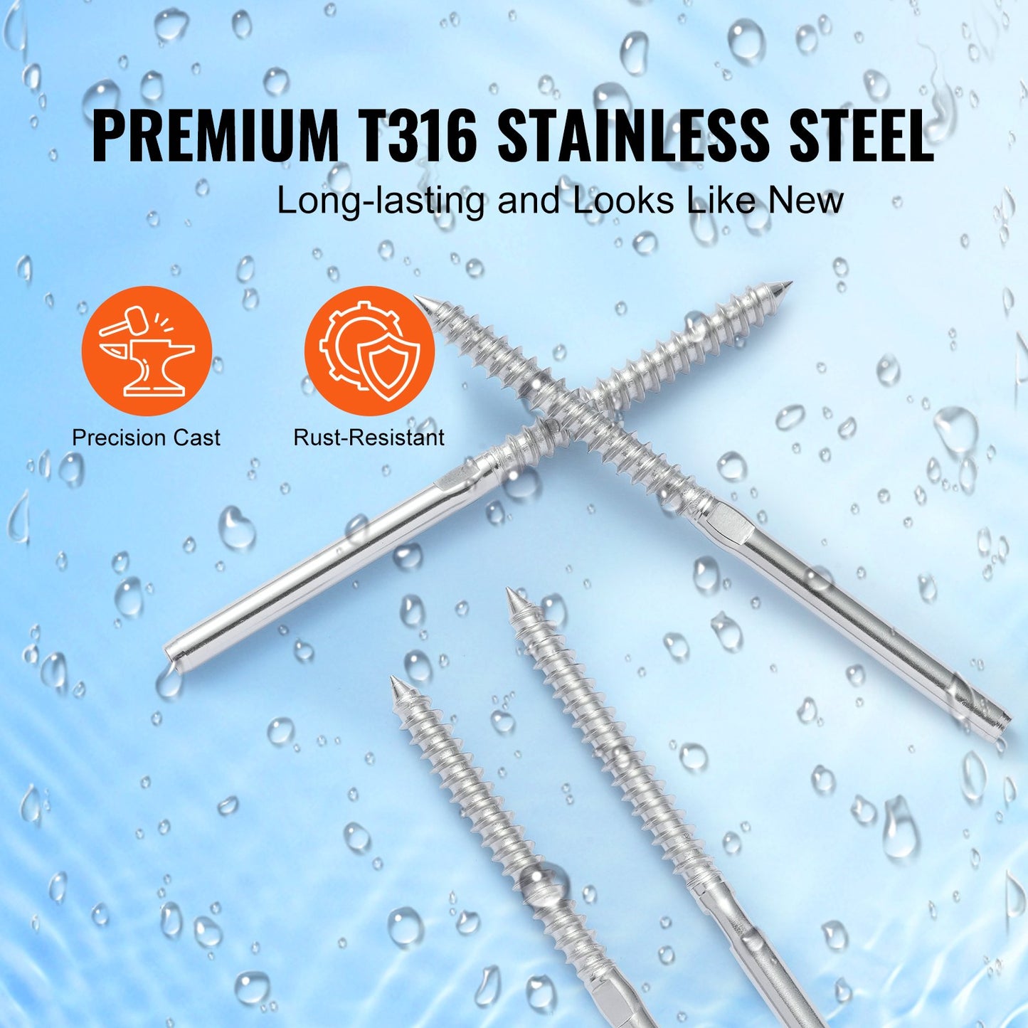 VEVOR 122 Pack Cable Railing Swage Threaded Stud Tension End Fitting Terminal for
