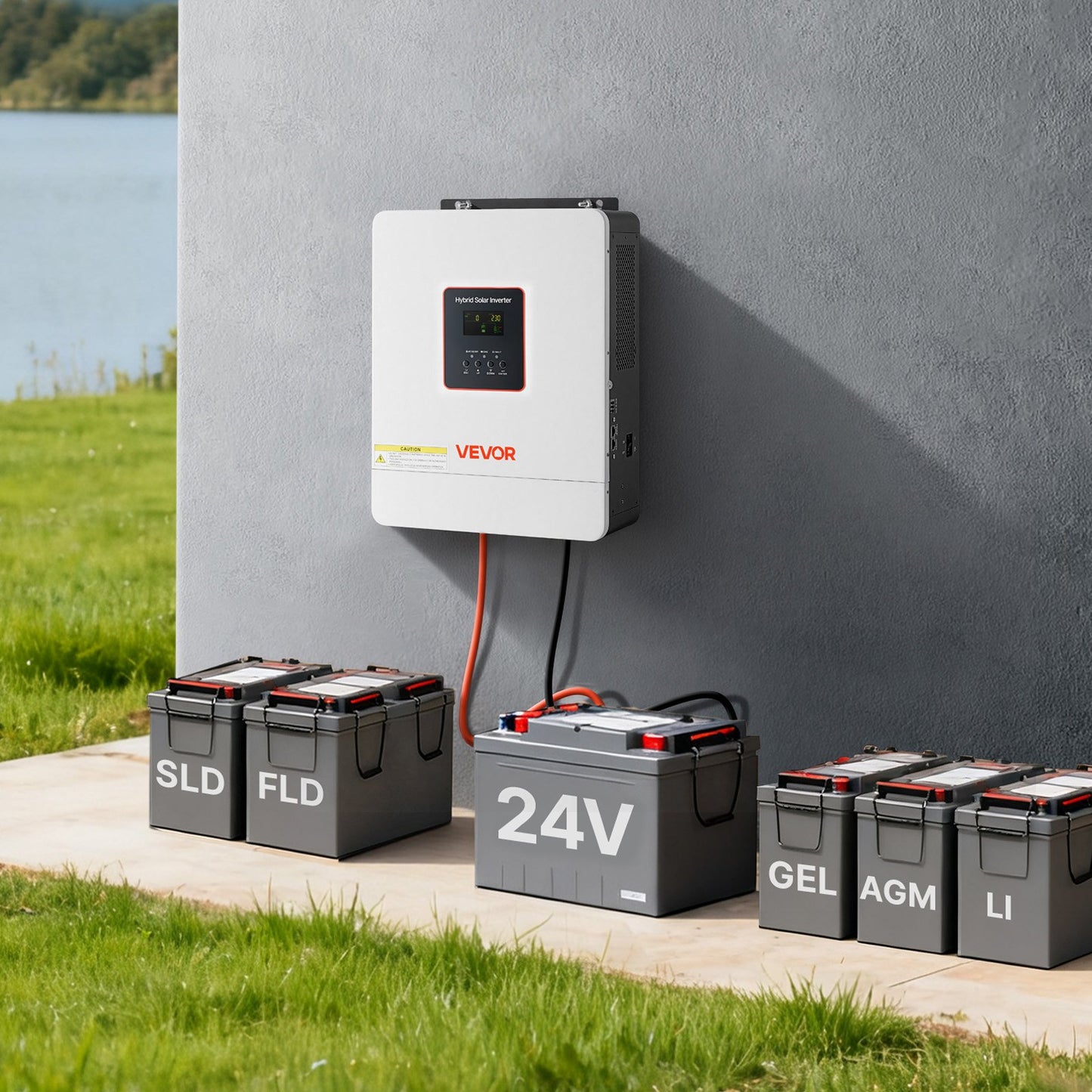 4000W Hybrid Solar Inverter, 24V DC to 230V AC, Pure Sine Wave Power Inverter Charger, with Built-in 120A MPPT Solar Controller, WiFi Module, Single-Phase, for Lead Acid Lithium Battery Off-Grid