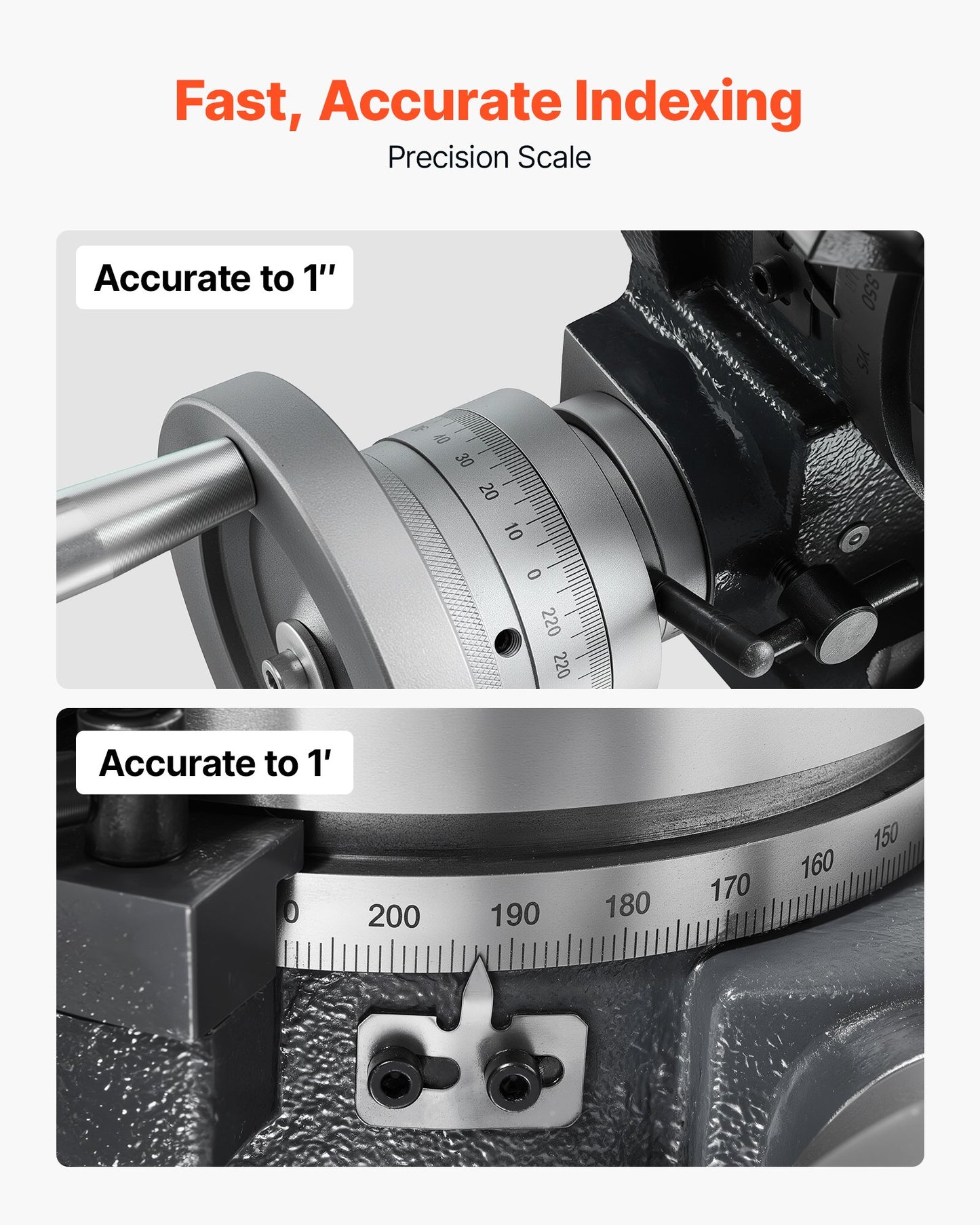 Horizontal Vertical Rotary Table 200 mm Precision Milling Rotary Table, with T-Slot & Graduated Scale, Worm Gear Adjustment, Cast Iron, Precision Indexing, for Milling Machines & Drill Presses