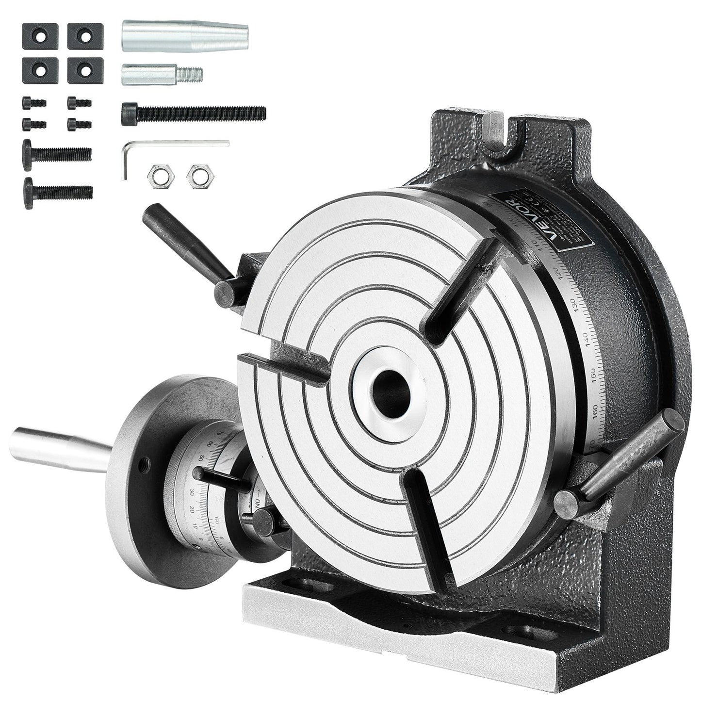 Horizontal Vertical Rotary Table 200 mm Precision Milling Rotary Table, with T-Slot & Graduated Scale, Worm Gear Adjustment, Cast Iron, Precision Indexing, for Milling Machines & Drill Presses