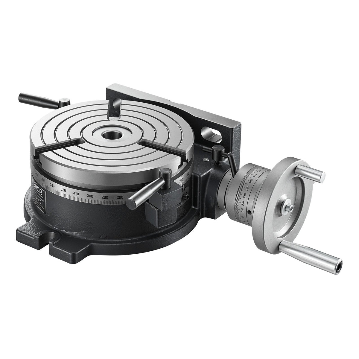 Horizontal Vertical Rotary Table 200 mm Precision Milling Rotary Table, with T-Slot & Graduated Scale, Worm Gear Adjustment, Cast Iron, Precision Indexing, for Milling Machines & Drill Presses