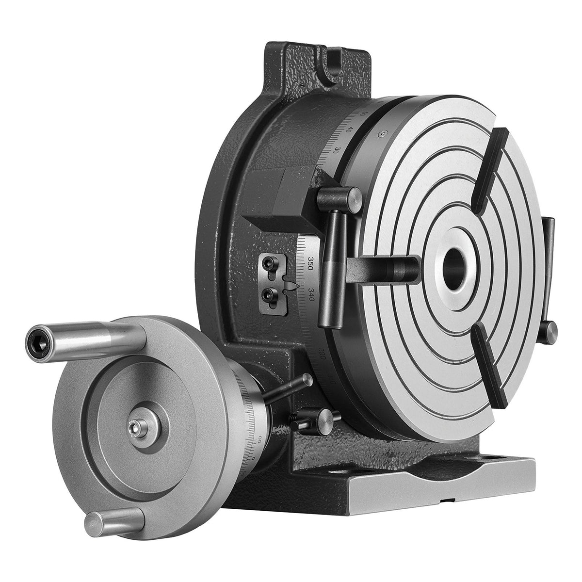Horizontal Vertical Rotary Table 200 mm Precision Milling Rotary Table, with T-Slot & Graduated Scale, Worm Gear Adjustment, Cast Iron, Precision Indexing, for Milling Machines & Drill Presses