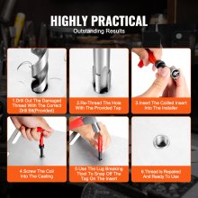 166-piece metric Helicoil thread repair kit with taps drills inserts and tools in a red storage case