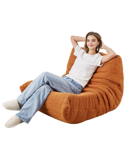 VEVOR L-Shaped Bean Bag Chair with Soft Armrests and Storage Pocket Brown