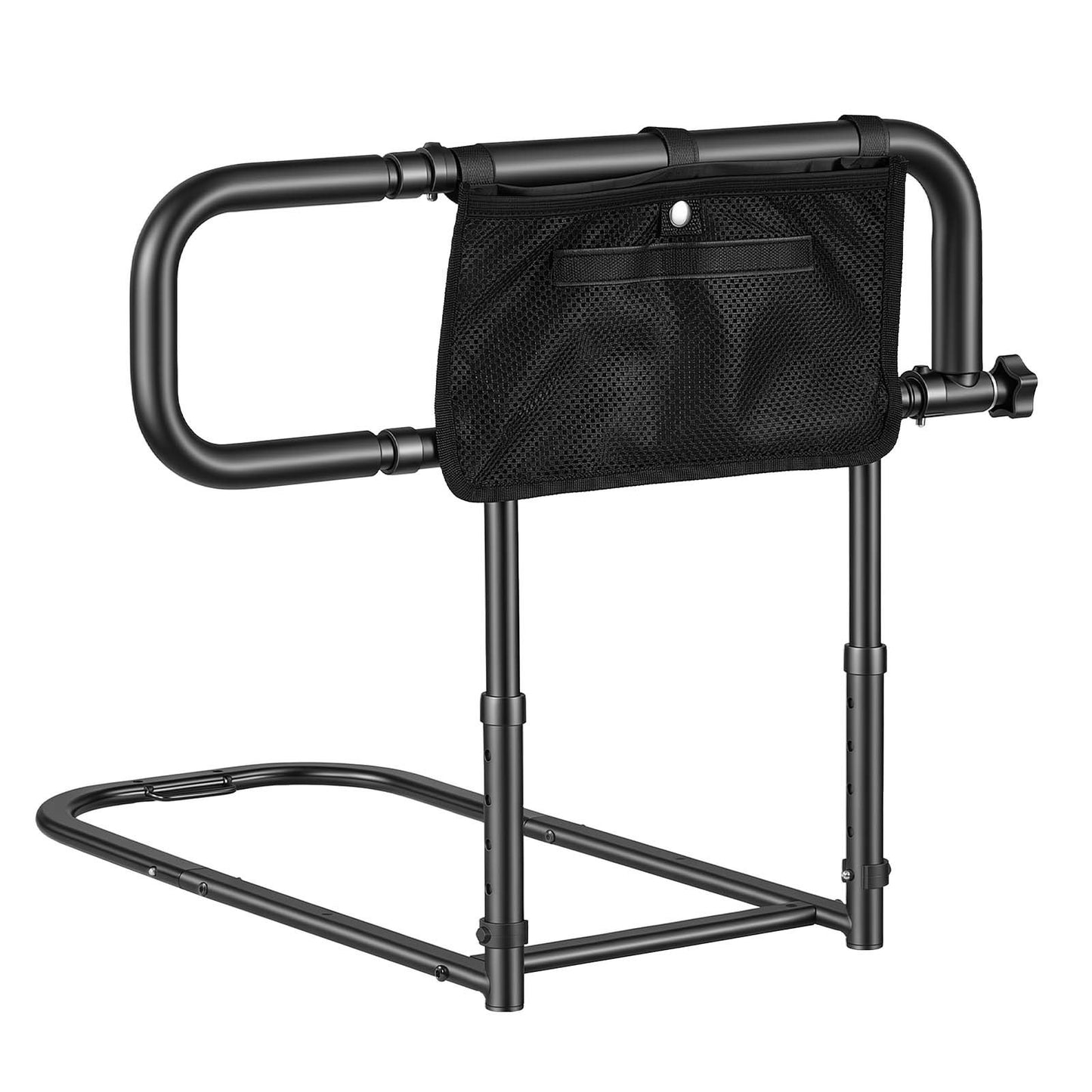 Bed Rails for Elderly Adults Folding Bed Side Assist Rail for Seniors, Length & Height Adjustable, High-Strength Steel Bed Cane with Storage Pocket, Fits King Queen Full Twin Bed, 136kg Support