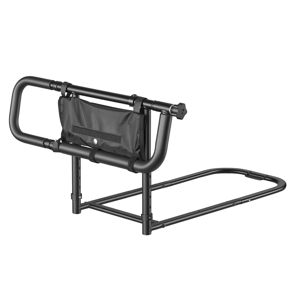 Bed Rails for Elderly Adults Folding Bed Side Assist Rail for Seniors, Length & Height Adjustable, High-Strength Steel Bed Cane with Storage Pocket, Fits King Queen Full Twin Bed, 136kg Support